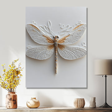 White And Gold Dragonfly Moonlit Magic - Dragonfly Bedroom Wall Art